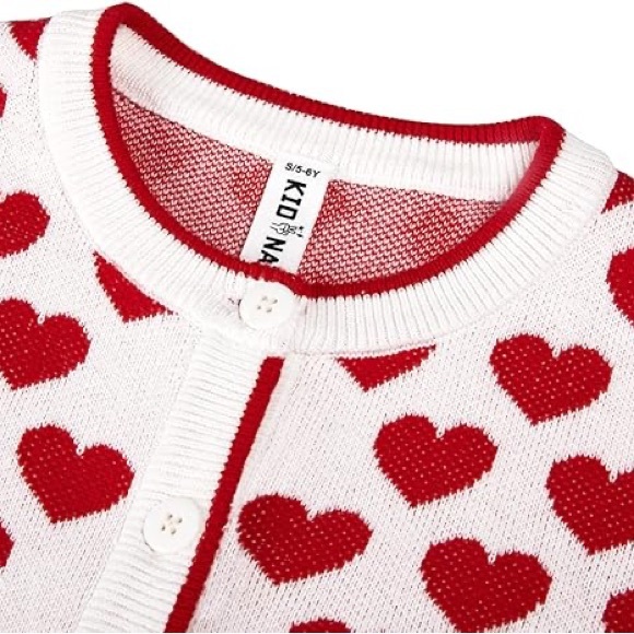 Kid Nation Girls Heart Sweater (Cardigan) With Ruffle - Picture 3 of 6